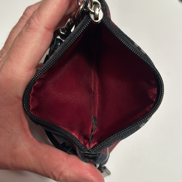 Coach Poppy red/black/navy wristlet tartan plaid wallet sparkle - Picture 8 of 8